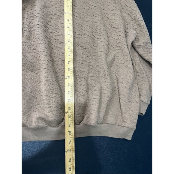 Donna Toran Vtg Crewneck Sweater Womens XL Brown Embroidered Music Crinkle Knit - Picture 6 of 8